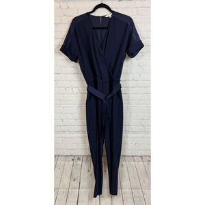 TRINA TURK blue wrap top belted short sleeve romper jumpsuit size 2 NWOT